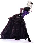  1boy absurdres blonde_hair bow braid cloud_strife crossdressing detached_sleeves dress final_fantasy final_fantasy_vii final_fantasy_vii_remake frilled_sleeves frills full_body hair_bow high_heels highres leaning_forward male_focus official_alternate_costume petticoat serinigalini solo spiked_hair twin_braids water 