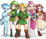  anthro arm_fins blonde_hair brown_hair clothed clothing ear_fins female fin gonzarez1938 green_clothing green_hair green_tunic group hair hat headgear headwear hi_res humanoid hylian kokiri leg_fins link male malon marine nintendo not_furry nude ocarina_of_time pink_clothing princess_ruto princess_zelda saria the_legend_of_zelda video_games white_clothing zora 