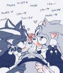 &lt;3 anthro arrow_hearted blush bodily_fluids clothed clothing crossdressing double_oral first_person_view genitals group maid_uniform male male/male oral penis saliva sega shadow_the_hedgehog sonic_the_hedgehog sonic_the_hedgehog_(series) trio uniform 