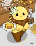 2023 4_fingers :3 absurd_res antennae_(anatomy) anthro areola arthropod arthropod_abdomen artist_name bald barely_visible_genitalia barely_visible_vulva bee bee_(tonytoran) big_breasts blush bodily_fluids book book_on_ground breasts bumble_bee_(species) butter chibi colored dairy_products digital_drawing_(artwork) digital_media_(artwork) dot_eyes dough dripping_honey egg elbow_glove_marking english_text eyelashes female female_anthro fingers flour flour_on_breasts flour_on_face flour_on_hand flour_on_neck_tuft flower_accessory flower_on_head food full-length_portrait genitals giving_food hi_res high-angle_view holding_food holding_object holding_spatula holding_tool honey_(food) hymenopteran insect inverted_nipples kitchen kitchen_counter lactating lactating_honey looking_at_viewer mature_anthro mature_female neck_tuft nipples nub_feet nude nude_anthro nude_female pancake portrait pose round_head shaded shortstack signature simple_eyes slightly_chubby solo spatula text thick_thighs thigh_high_marking tonytoran tools tuft unusual_bodily_fluids unusual_lactation vulva