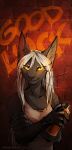  2022 anthro black_body black_fur breasts clothed clothing digital_media_(artwork) domestic_cat felid feline felis female fur hair hi_res mammal neotheta solo white_hair yellow_eyes 