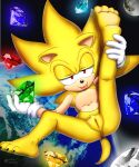  4_toes andromorph anthro anus arrow_hearted barefoot claws crossgender earth feet genitals intersex looking_at_viewer nude pussy sega soles solo sonic_the_hedgehog sonic_the_hedgehog_(series) space super_sonic toe_claws toes tongue tongue_out 