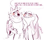  absurd_res anthro baggy_clothing bigfrogs blush canid canine canis clothing dialogue dreamworks duo feral hat headgear headwear hi_res humor male mammal mr._snake_(the_bad_guys) mr._wolf_(the_bad_guys) reptile scalie snake the_bad_guys wolf 