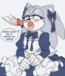  anthro arrow_hearted blush clothed clothing crossdressing dialogue disembodied_penis duo english_text genitals kneeling maid_uniform male male/male open_mouth penis sega sonic_the_hedgehog sonic_the_hedgehog_(series) speech_bubble text uniform 