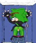  against_surface against_wall andromorph anthro archie_comics arrow_hearted bathroom bottomless bottomwear bottomwear_down butt clothed clothing genitals hi_res intersex looking_at_viewer looking_back pants pants_down partially_clothed public_restroom pussy restroom_stall scourge_the_hedgehog sega solo sonic_the_hedgehog_(archie) sonic_the_hedgehog_(comics) sonic_the_hedgehog_(series) 
