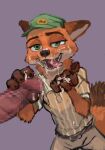  4_ira anthro bodily_fluids canid canine censored cum disney fox genital_fluids genitals male male/male mammal mosaic_censorship nick_wilde penis tongue zootopia 