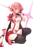  adapted_costume aegis_sword_(xenoblade) bangs breasts chest_jewel daive gem headpiece highres large_breasts pyra_(xenoblade) pyra_(xenoblade)_(prototype) red_eyes red_hair short_hair swept_bangs sword thighhighs tiara weapon xenoblade_chronicles_(series) xenoblade_chronicles_2 
