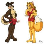  2018 anthro black_nose blonde_hair blush breasts brown_body brown_fur canid canine canis capricorn_fox_(capricornfox) cleavage clothed clothing covering domestic_dog duo female fox fur gift_wrapped hair imminent_sex long_hair long_tail male male/female mammal navel nude orange_body orange_fur pandajenn pecs playful reider_pup_(capricornfox) ribbons romantic romantic_couple simple_background skimpy smile surprise tan_body tan_fur 