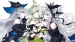  ... 3girls animal_ear_fluff animal_ears arknights bare_shoulders bite_mark black_gloves black_headwear blonde_hair blue_headwear blue_nails blush bound bound_wrists cat_ears closed_mouth collarbone commentary_request coral detached_sleeves dress gloves green_dress green_eyes hat kal&#039;tsit_(arknights) kissing_hair long_hair long_sleeves looking_at_another multiple_girls open_mouth oripathy_lesion_(arknights) red_eyes rekka skadi_(arknights) smile specter_(arknights) specter_the_unchained_(arknights) spoken_ellipsis two-tone_headwear upper_body very_long_hair white_background white_hair yuri 