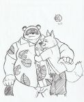  aloha_shirt animal_crossing anthro blush bottomwear canid canine clothing crazy_redd duo embarrassed feeling_up fox hi_res line_art male male/male mammal nintendo overweight pattern_clothing pattern_shirt pattern_topwear raccoon_dog shirt shorts size_difference swat_the_fox tanuki tom_nook_(animal_crossing) topwear video_games 