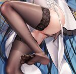  1girl azur_lane bed_sheet black_gloves censored chen_hai_(azur_lane) female_masturbation from_above gloves highres long_sleeves masturbation mosaic_censoring pussy pussy_juice solo thighhighs yuli_you_gua 