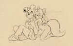  2006 anthro breasts canid canine canis capricorn_fox_(capricornfox) capricornfox domestic_dog duo female fox imminent_sex intimate long_tail male male/female mammal monochrome navel nude playful reider_pup_(capricornfox) romantic romantic_ambiance romantic_couple side_boob simple_background sketch smile tasteful tasteful_nudity teasing 