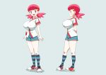  1girl breasts hair_ornament hairclip highres ika_daishougun jacket large_breasts long_hair pink_hair pokemon pokemon_(game) pokemon_gsc shoes short_shorts short_sleeves shorts socks solo twintails white_jacket whitney_(pokemon) 