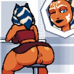 1:1 ahsoka_tano alien alien_humanoid animated big_breasts big_butt breasts butt butt_focus digital_media_(artwork) female humanoid langui looking_at_viewer one_eye_closed pixel_(artwork) pixel_animation pixelated sitting smile smiling_at_viewer star_wars thick_thighs wink winking_at_viewer