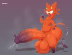  2026 anthro artist_name axoarts balls big_balls big_butt big_penis black_nose bodily_fluids butt demon digital_media_(artwork) domestic_cat eyes_closed fangs felid feline felis fur genital_fluids genitals hand_on_hip hand_on_own_hip hi_res huge_balls huge_penis hyper hyper_balls hyper_genitalia hyper_penis imp imp_cat_(bakenek0o) male mammal multicolored_body multicolored_fur musk musk_cloud navel nude penis pose precum purple_body purple_fur purple_tail red_body red_ears red_fur red_tail sharp_teeth smile solo spade_tail standing sweat tail teeth text thick_thighs three-quarter_view tongue tongue_out two_tone_body two_tone_fur two_tone_tail vein veiny_balls veiny_penis whiskers 