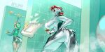  anthro big_breasts biscuit_(netuma) breasts bubble_butt butt butt_grab butt_squish canid canine canis clothing duo edna_(alex_artist) female fur glistening glistening_body grey_body grey_fur hair hand_on_butt hi_res holding_object huge_breasts mammal multicolored_body netuma nude open_mouth panicking portrait rear_view red_eyes red_hair reptile scalie shower snake soap squish suds swimwear thick_thighs three-quarter_portrait wet white_body white_fur wide_hips wolf 