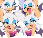  breasts chiropteran eyes_closed female gesture green_eyes hi_res looking_at_viewer mammal open_mouth rouge_the_bat sega smile solo sonic_the_hedgehog_(series) v_sign white_body wings yen0028 