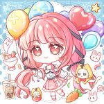  >_< 1girl :> absurdly_long_hair ahoge animal ankle_socks balloon bare_shoulders belt black_belt black_bow black_ribbon blue_background blunt_bangs bow bow_choker bow_legwear bowtie bra_strap brown_eyes bubble_tea buttons carrot cat chibi chinese_commentary choker cloak closed_mouth clothed_animal commentary_request commission confetti cup disposable_cup drinking_straw ear_covers eyelashes food frilled_shirt frilled_skirt frilled_sleeves frills guanzhuang35704 hair_bow hair_ribbon halftone halftone_background happy heart heart_balloon highres holding holding_balloon hood hood_up hooded_cloak infinity_nikki layered_skirt light_blush long_hair long_sleeves low_twintails medium_skirt momo_(nikki) nikki_(nikki) nikki_(series) off-shoulder_shirt off_shoulder perfect_start_(infinity_nikki) pink_bow pink_bowtie pink_choker pink_hair pink_shoes pink_skirt pleated_skirt puffy_long_sleeves puffy_sleeves rabbit red_bow red_bowtie ribbon sample_watermark shaved_ice shirt shoes single_stripe skirt smile snowflakes socks standing star_(symbol) striped_bow striped_bowtie striped_choker striped_clothes traditional_bowtie tress_ribbon twintails two-tone_background very_long_hair watermark white_background white_cat white_shirt white_skirt white_socks yellow_cloak 