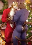  abs anthro biceps birthmark blush bulge butt butt_outline caressing christmas christmas_tree clothed clothing digital_media_(artwork) duo eye_contact felid feline felis fireplace fur genital_outline hand_on_butt hand_on_chest hi_res holidays leopard looking_at_another male male/male mammal maririn markings muscular muscular_anthro muscular_male ornaments pantherine pecs penis_outline plant smile spots spotted_body spotted_fur spotted_markings spotted_tail tail_markings tattoo tobias_fretchman tree tyson_clawing unbuttoned underwear union_suit whiskers 