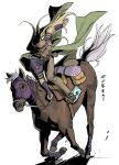  1boy cowboy_hat cowboy_shot cowboy_western goggles goggles_on_headwear grills gyro_zeppeli hat highres horse jojo_no_kimyou_na_bouken riding sbzp7e spurs steel_ball_(jojo) steel_ball_run valkyrie_(jojo) 