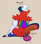  anthro avian beak bird blue_body blue_scales clothing daftpatriot demon duo european_mythology face_in_ass facesitting feathers greek_mythology hat headgear headwear heart_symbol hi_res imp kings_of_hell kiss_mark kiss_mark_on_butt lipstick_on_ass looking_at_another looking_back luxuria_(kings_of_hell) male male/male multicolored_body multicolored_feathers muscular muscular_anthro muscular_male mythological_avian mythological_bird mythological_creature mythological_firebird mythology nude nude_anthro nude_male onomatopoeia phenex_(kings_of_hell) phoenix rainbow_body rainbow_feathers red_body red_feathers scales scalie sex sitting sitting_on_another sound_effects speech_bubble text top_hat 