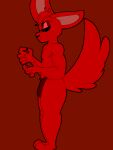  absurd_res adultpartypunch anthro black_sclera bottomwear briefs bulge clothed clothing damian_(zoophobia) demon digital_media_(artwork) fur hair hi_res male muscular muscular_male nude panties red_body red_fur simple_background skimpy solo standing underwear wisteria_(artist) zoophobia 