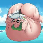  2026 animal_humanoid aquatic belly big_belly big_butt black_bottomwear black_clothing blue_sky bottomwear breasts butt cephalopod cephalopod_humanoid clothing cloud colored digital_media_(artwork) ear_piercing eyebrows eyelashes female green_clothing green_topwear grey_eyebrows grey_hair hair hi_res huge_belly huge_butt huge_thighs humanoid humanoid_pointy_ears hyper hyper_belly hyper_butt inkling marie_(splatoon) marine_humanoid mollusk mollusk_humanoid morbidly_obese morbidly_obese_female morbidly_obese_humanoid motion_lines nintendo not_furry obese obese_female obese_humanoid outside overweight overweight_female overweight_humanoid piercing pointy_ears pseudo_hair shaded sky solo splatoon swimming_pool tan_body tan_ears tan_skin teeth tentacle_hair tentacles thick_thighs topwear vanjun67 yellow_eyes 