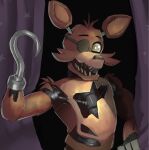  animal_ears eyepatch five_nights_at_freddy&#039;s five_nights_at_freddy&#039;s_1 fox_ears foxy_(fnaf) highres hook hook_hand oyoso_goku sharp_teeth solo teeth yellow_eyes 