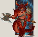  2022 3_toes 4_fingers abs anthro blue_eyes digital_media_(artwork) dragon feet fingers hi_res horn looking_at_viewer male red_body red_scales rogueliger scales solo toes wingless_dragon 