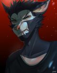  2022 anthro black_body black_fur black_hair clothed clothing digital_media_(artwork) felid feline fur green_eyes hair hi_res lesspie looking_at_viewer male mammal solo 