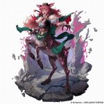  1girl absurdres ananke_(fire_emblem) animal_ear_fluff animal_ear_piercing animal_ears anklet artist_request back_bow bare_tree black_corset body_fur bow bracelet braid breasts brown_hair brown_hands capelet centauroid claws colored_extremities commentary copyright_notice corset dark_persona deer_ears deer_girl deer_tail diorama english_commentary fire_emblem fire_emblem_shadows full_body green_bow green_capelet hair_between_eyes hat highres hooves horizontal_pupils jewelry long_hair looking_at_viewer medium_breasts mini_hat monster_girl multiple_legs neckerchief official_art open_mouth pink_eyes puffy_short_sleeves puffy_sleeves rearing red_neckerchief red_sash sash shadow shirt short_sleeves side_braids sidelocks solo standing tail taur teeth tree upper_teeth_only white_shirt 