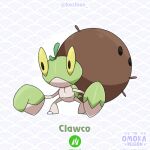  artist_name character_name coconut crab english_text fakemon highres inkfernape looking_at_viewer no_humans original patterned_background pokemon pokemon_(creature) solo sugimori_ken_(style) yellow_eyes 