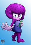 2019 anthozoan anthro aquatic artist_name barefoot big_brain big_head blue_background blue_eyes book bottomwear brain_coral clothed clothing cnidarian copyright_symbol coral countershade_face countershading curvy_figure dated eyelashes fan_character featureless_feet feet female gloves gradient_background handwear hi_res holding_book holding_object librarian logo looking_at_viewer purple_body sega shadowwalk shirt shortstack shortstack_female simple_background skirt smile solo sonic_the_hedgehog_(series) symbol text topwear volume_the_brain_coral white_background