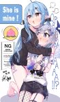  2girls ahoge amane_kanata amane_kanata_(cutesy_punk) arm_warmers bandaid_on_thigh belt_collar black_bow black_shorts black_sweater blue_hair blue_nails blue_streaks blush bow breast_press breast_smother breasts collar commentary_request dated double-parted_bangs face_to_breasts feathered_wings hair_bow hair_ornament hairclip halo hand_on_another's_head hand_on_another's_shoulder head_hug hikawa_shou hololive jewelry jitome kneeling large_breasts long_hair long_sleeves looking_at_another multicolored_hair multiple_girls nail_polish no_jacket parallel_hairclips pink_streaks pointy_ears print_shirt print_sweater puff_of_air ring shirt short_hair short_shorts shorts signature simple_background single_arm_warmer single_fishnet_legwear spoken_object star_halo streaked_hair sweat sweater t-shirt thigh_strap two-tone_hair very_long_hair virtual_youtuber watermark white_background white_shirt wings wrist_belt x_hair_ornament yellow_eyes yukihana_lamy yukihana_lamy_(cyber) yuri 