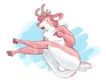 anthro antlers backsack balls butt deer dirtballrun fluffy flustered genitals hooves horn lu_(dirtballrun) male mammal nude perineum shocked solo tail