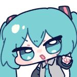  1girl blue_eyes blue_hair chibi chibi_only commentary_request hatsune_miku miratsu_(miratsu169) necktie open_mouth simple_background skirt solo twintails vocaloid white_background 