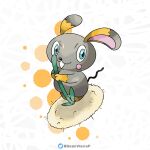  abstract_background absurdres artist_name blue_eyes dandelion fakemon flower geanvieirap grey_background grey_fur highres looking_at_viewer mouse_(animal) no_humans original pokemon pokemon_(creature) solo sugimori_ken_(style) tail twitter_logo twitter_username 