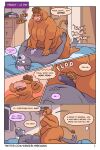 absurd_res anthro bear bed belly big_breasts big_butt black_bear book book_stack bovid bovine breasts butt cattle chest_tuft comic cowgirl_position dialogue duo dusty_(gingerlybreadart) ear_piercing ear_ring english_text female female_on_top floppy_ears from_front_position furniture genitals gingerlybreadart hand_on_butt heart_symbol hi_res janelle_(gingerlybreadart) larger_female larger_on_top male male/female mammal obese obese_anthro obese_female on_bed on_bottom on_top open_mouth overweight overweight_anthro overweight_female piercing pubes ring_piercing romantic romantic_couple sex size_difference slap_(sound_effect) smaller_male speech_bubble term_of_endearment text tuft url ursine