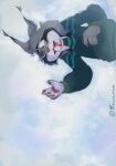 anthro blood blood_in_mouth bodily_fluids canada_lynx clothing disney felid feline fur green_clothing green_sweater green_topwear grey_body grey_fur hi_res lying lynx male mammal missing_character on_back pawbert_lynxley paws pointy_ears sideways snow solo sweater tears tears_of_pain tlacua_nose topwear wounded yellow_eyes zootopia
