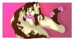  absurd_res anthro brown_hair girly hair hi_res male mammal mephitid pawpads paws skunk solo suggestive_look suggestive_pose tiramisu_(deal_zoddito_acrost) 