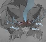 ambiguous_gender anthro bedroom_eyes blood blue_eyes blush blush_lines bodily_fluids claws cum cum_in_mouth cum_inside cute_fangs deep_throat drinking drinking_cum eyelashes fangs felid feline fellatio generation_7_pokemon genital_fluids heart_symbol hi_res humanoid legendary_pokemon looking_at_viewer male male/ambiguous mammal narrowed_eyes nintendo onomatopoeia oral oral_penetration penetration penile pokemon pokemon_(species) purring restricted_palette scar scratches seductive sex sound_effects storm_(artist) teeth text whiskers zeraora