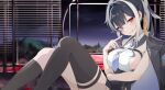  armband artist_request black_hair black_jacket black_socks black_thighhighs breasts commentary_request heterochromia highres index_finger_raised indie_virtual_youtuber jacket kneehighs korean_commentary large_breasts light_smile multicolored_hair necktie purple_armband purple_eyes purple_necktie rakoko_(vtuber) red_eyes shirt single_kneehigh single_sock single_thighhigh sleeveless sleeveless_shirt socks thighhighs thighs two-tone_hair white_hair 