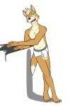 anthro canid canine clothed clothing fox fox_mccloud fox_tail fuze hi_res looking_at_viewer male mammal navel nintendo open_mouth shadow simple_background solo standing star_fox underwear underwear_only