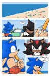  absurd_res anthro arrow_hearted beach clothing comic dialogue duo food hi_res male male/male popsicle seaside sega shadow_the_hedgehog sonic_the_hedgehog sonic_the_hedgehog_(series) speech_bubble swimwear 