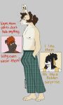 2023 3:5 accessory anthro anton_(p_rindustries) black_body black_fur black_hair blush brown_eyes brown_hair canid canine canis chest_tuft clothing dialogue domestic_dog dreadlocks ear_piercing english_text eyebrows facial_piercing felid flesh_tunnel floppy_ears fur gale_(p_rindustries) gauged_ear green_eyes group hair hair_accessory hair_over_eye hair_over_eyes hair_ring herding_dog hi_res labret_piercing lagomorph leporid lip_piercing male mammal muscle_shirt p_rindustries pantherine pastoral_dog piercing rabbit raised_eyebrow red_hair sheepdog shirt shirtless signature simple_background tail tan_body tan_fur text topwear trans_(lore) trans_man_(lore) trio tuft whisker_spots white_body white_fur wynn_(p_rindustries) yellow_clothing yellow_shirt yellow_topwear