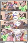 absurd_res anthro baby_powder bear bewskyss camera canid canine clothing college comic costume diaper eyewear fennec_fox fox fursuit giant_panda glasses group hi_res mammal mouse murid murine rodent school speech_bubble true_fox