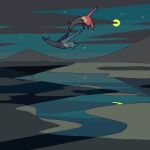  commentary flying full_body latias latios moon night no_humans outdoors pokemon pokemon_(creature) reflection saboteri_(savot) star_(sky) 