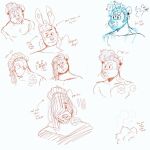 2023 accessory anthro anton_(p_rindustries) canid canine canis clothing domestic_dog dreadlocks ear_piercing eyebrows facial_piercing felid flesh_tunnel floppy_ears fur gale_(p_rindustries) gauged_ear group guide_lines hair hair_accessory hair_bun hair_over_eye hair_over_eyes hair_ring herding_dog labret_piercing lagomorph leporid lip_piercing looking_over male mammal p_rindustries pantherine pastoral_dog piercing rabbit sheepdog shirt shirtless simple_background sketch smile topwear trans_(lore) trans_man_(lore) trio whisker_spots wynn_(p_rindustries)