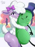 absurd_res anthro bere_dolly_art bere_nsfw big_plushie bovid bow_ribbon caprine female fur happy_tree_friends hi_res hug hugging_object hugging_plushie lammy_(htf) mammal pink_nose plushie purple_body purple_eyes purple_fur purple_ribbon sheep shy solo standing tail white_body white_fur white_tail white_wool wool_(fur)
