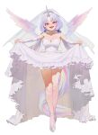  1girl :d absurdres alternate_costume ayatsuno_yuni breasts bridal_veil cleavage clothes_lift commentary_request detached_sleeves dress dress_lift english_commentary feathered_wings frilled_dress frills full_body grey_hair highres horns jeongdang_geolae korean_commentary large_breasts lifting_own_clothes long_dress long_sleeves looking_at_viewer mixed-language_commentary multicolored_tail open_mouth purple_eyes shoes short_hair simple_background single_horn smile solo standing star-shaped_pupils star_(symbol) stellive strapless strapless_dress symbol-shaped_pupils tail transparent_background unicorn_horn veil virtual_youtuber white_dress white_horns white_shoes white_sleeves white_veil white_wings wings 